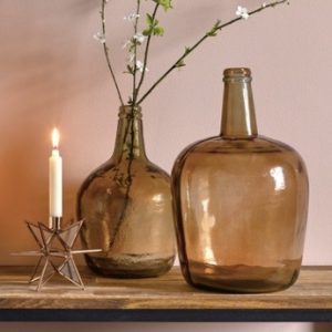Candelabro estrella latón y cristal